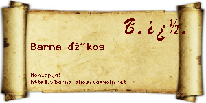 Barna Ákos névjegykártya