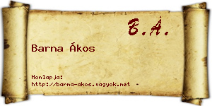 Barna Ákos névjegykártya